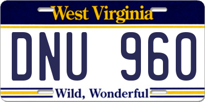 WV license plate DNU960