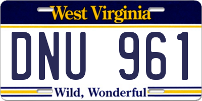 WV license plate DNU961