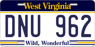 WV license plate DNU962