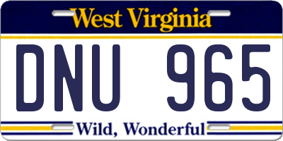 WV license plate DNU965