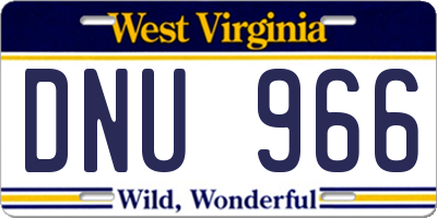 WV license plate DNU966