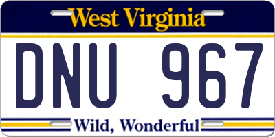 WV license plate DNU967