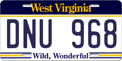 WV license plate DNU968