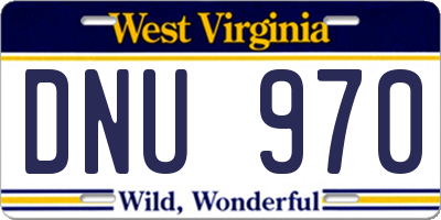 WV license plate DNU970