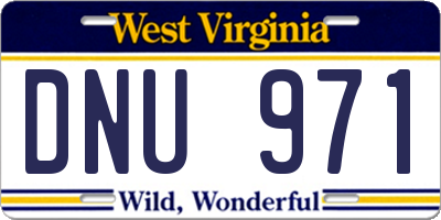 WV license plate DNU971