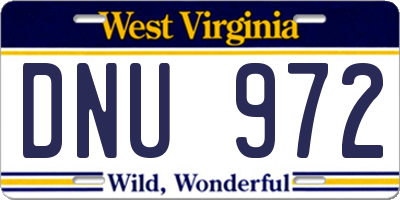 WV license plate DNU972