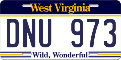 WV license plate DNU973