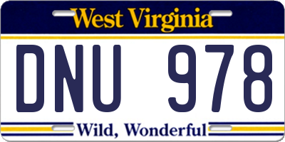 WV license plate DNU978