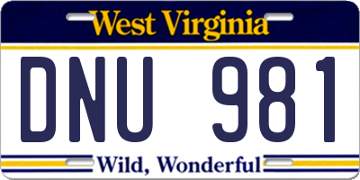 WV license plate DNU981