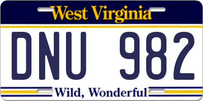 WV license plate DNU982