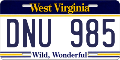 WV license plate DNU985