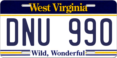 WV license plate DNU990