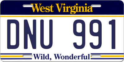 WV license plate DNU991