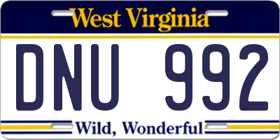 WV license plate DNU992