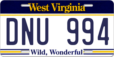 WV license plate DNU994