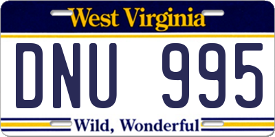 WV license plate DNU995
