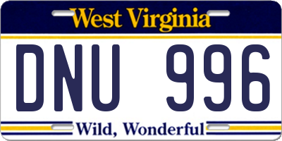 WV license plate DNU996