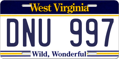 WV license plate DNU997