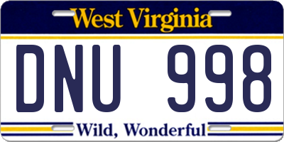 WV license plate DNU998