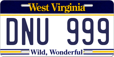 WV license plate DNU999