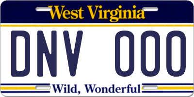 WV license plate DNV000