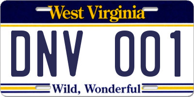 WV license plate DNV001