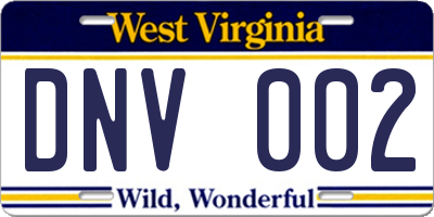 WV license plate DNV002