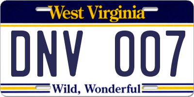 WV license plate DNV007