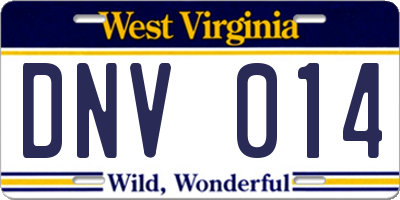 WV license plate DNV014