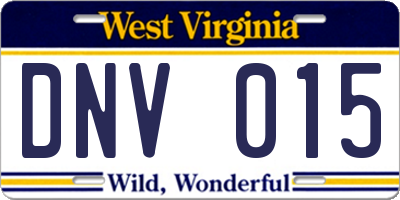 WV license plate DNV015