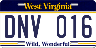 WV license plate DNV016