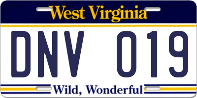WV license plate DNV019