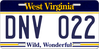 WV license plate DNV022