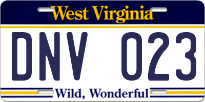 WV license plate DNV023