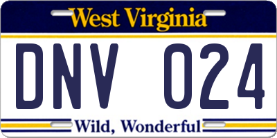 WV license plate DNV024