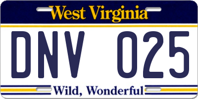 WV license plate DNV025