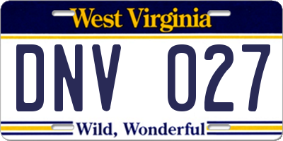 WV license plate DNV027
