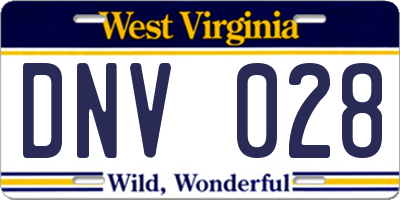 WV license plate DNV028