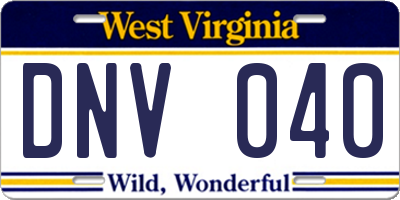 WV license plate DNV040