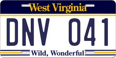 WV license plate DNV041