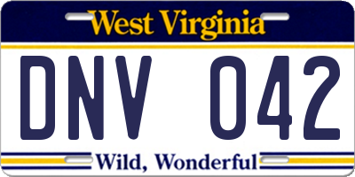 WV license plate DNV042