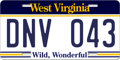 WV license plate DNV043
