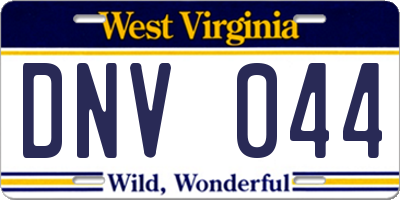 WV license plate DNV044