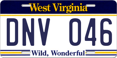 WV license plate DNV046