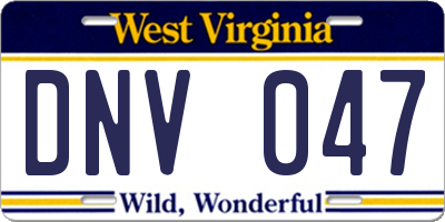 WV license plate DNV047