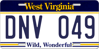 WV license plate DNV049