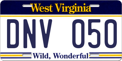 WV license plate DNV050