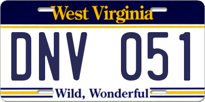 WV license plate DNV051
