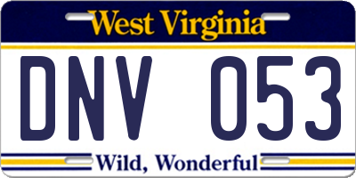 WV license plate DNV053
