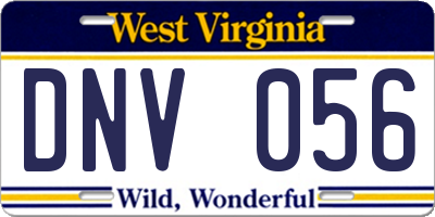 WV license plate DNV056